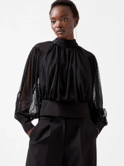 Alice Dobby Chiffon Mix Long Sleeve Top