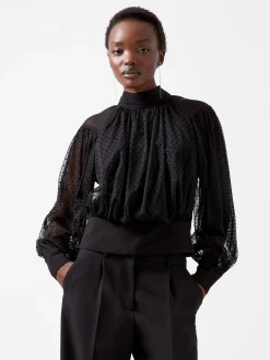 Alice Dobby Chiffon Mix Long Sleeve Top