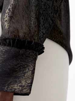 Alina Foil Georgette Frill Long Sleeve Top
