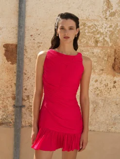 Althea Satin Ruched Mini Dress