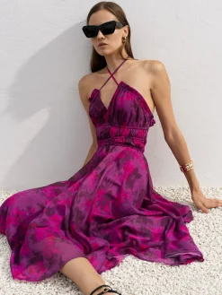 Arla Hallie Crinkle Halterneck Dress