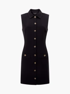 Azra Twill Sleeveless Button Mini Dress