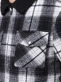 Borg Collar Checked Jacket