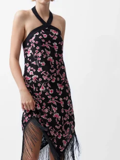 Bryony Embroidery Fringed Halterneck Dress