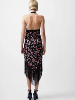Bryony Embroidery Fringed Halterneck Dress