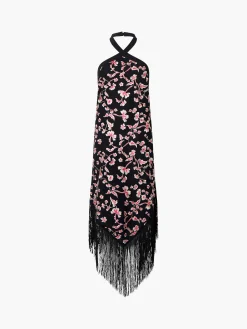 Bryony Embroidery Fringed Halterneck Dress