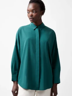 Caprina Recycled Crepe Long Sleeve Button Shirt