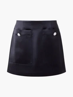 Carey Satin Embellished Pocket Mini Skirt