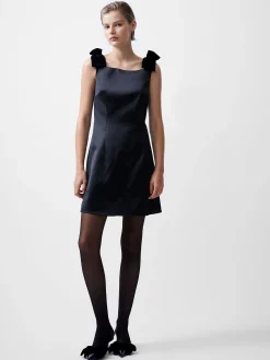 Carey Velvet Bow Straps Satin Mini Dress