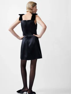 Carey Velvet Bow Straps Satin Mini Dress