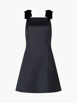 Carey Velvet Bow Straps Satin Mini Dress