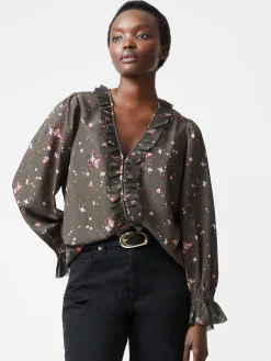 Carina Recycled Abeny Crepe Ruffle Top