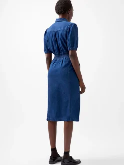 Chambray Button Through Denim Shirt Dress