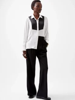 Chiara Drape Satin Contrast Long Sleeve Shirt