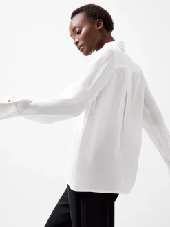 Chiara Drape Satin Contrast Long Sleeve Shirt