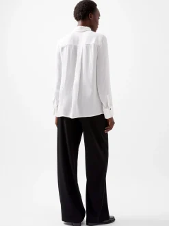 Chiara Drape Satin Contrast Long Sleeve Shirt