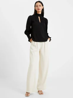 Crepe Light High Neck Long Sleeve Top