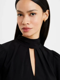 Crepe Light High Neck Long Sleeve Top