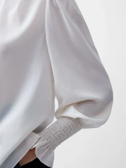 Crepe Light High Neck Long Sleeve Top