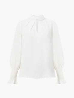 Crepe Light High Neck Long Sleeve Top