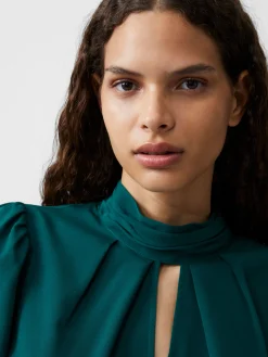 Crepe Light High Neck Long Sleeve Top