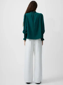 Crepe Light High Neck Long Sleeve Top