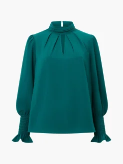 Crepe Light High Neck Long Sleeve Top