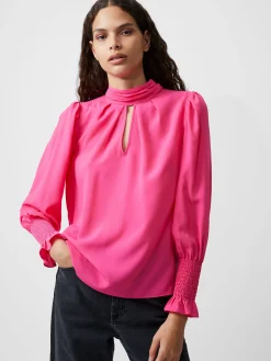 Crepe Light High Neck Long Sleeve Top