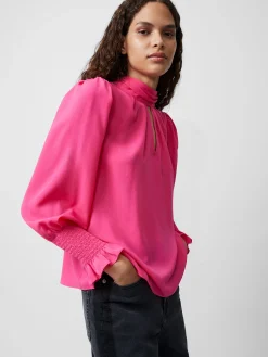 Crepe Light High Neck Long Sleeve Top