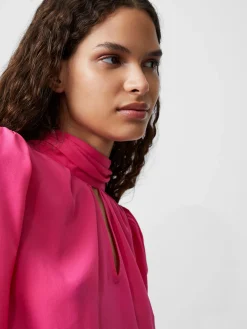 Crepe Light High Neck Long Sleeve Top