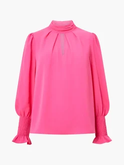 Crepe Light High Neck Long Sleeve Top