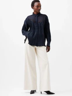Crina Crinkle Satin Georgette Mix Shirt