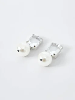 Crystal Faux Pearl Drop Earrings