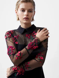 Darcy Embroidered Long Sleeve Mini Dress