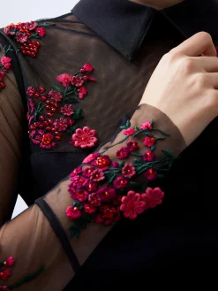 Darcy Embroidered Long Sleeve Mini Dress