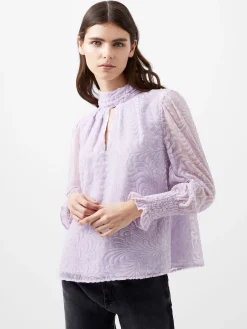 Diandra Devore Long Sleeve High Neck Top