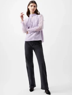 Diandra Devore Long Sleeve High Neck Top