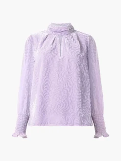 Diandra Devore Long Sleeve High Neck Top