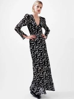 Diandra Satin Devore Maxi Dress