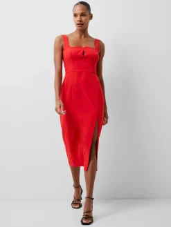 Echo Crepe Keyhole Midi Dress