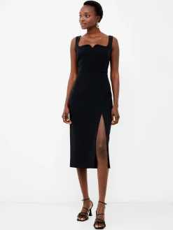 Echo Crepe Neck Detail Midi Dress