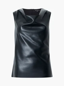 Elettra PU Cowl Neck Sleeveless Top