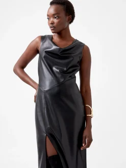 Elettra Recycled PU Cowl Neck Sleeveless Midi Dress