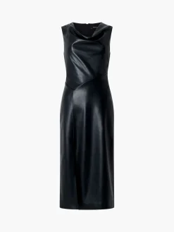Elettra Recycled PU Cowl Neck Sleeveless Midi Dress