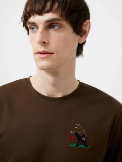 Embroidered Bear Organic Graphic T-Shirt