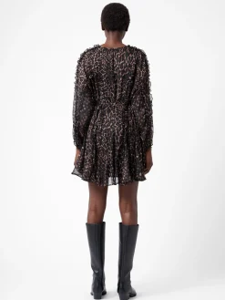 Emina Chiffon Leopard Print Long Sleeve Mini Dress
