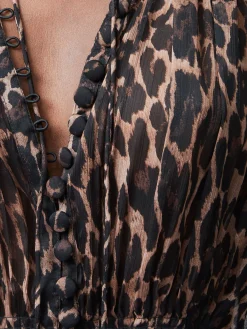Emina Chiffon Leopard Print Long Sleeve Top