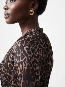 Emina Chiffon Leopard Print Long Sleeve Top