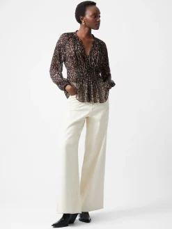 Emina Chiffon Leopard Print Long Sleeve Top