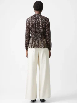 Emina Chiffon Leopard Print Long Sleeve Top